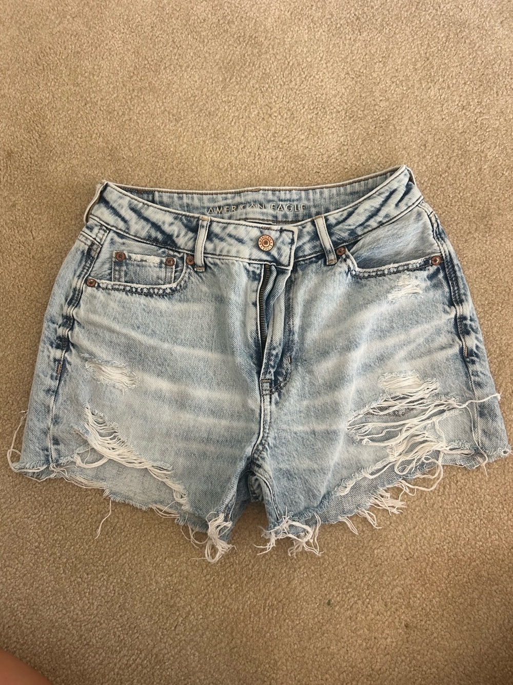 American Eagle Outfitters Light Wash Distressed Denim Shorts